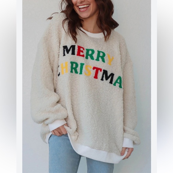 BiBi Ensley Christmas Embroidered Sherpa Pullover XL NWT Holiday - Picture 3 of 8